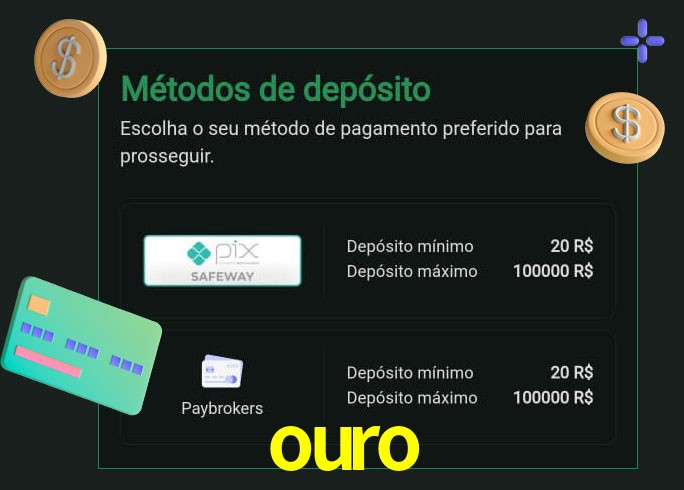 O cassino ouro oferece uma grande variedade de métodos de pagamento